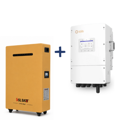 12 kW Solis S6-EH3P12K02-NV-YD-L + 16,076 kWh BSLBATT Li-Pro StyX energijos kaupimo sistema, rudos spalvos